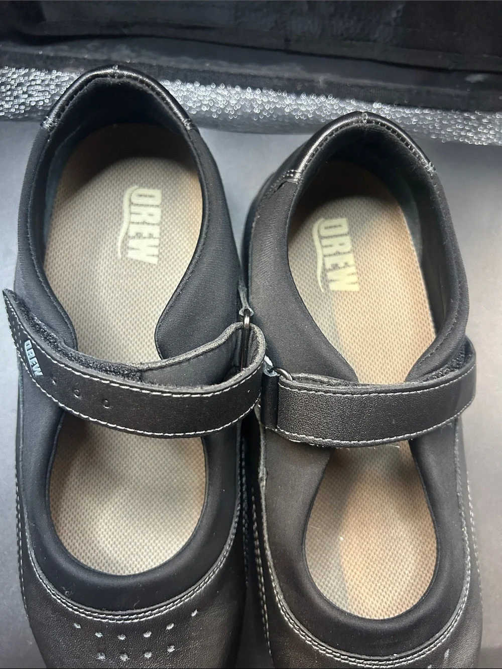 DREW Black Mary Jane Comfort Flats with Hook-and-Loop Strap